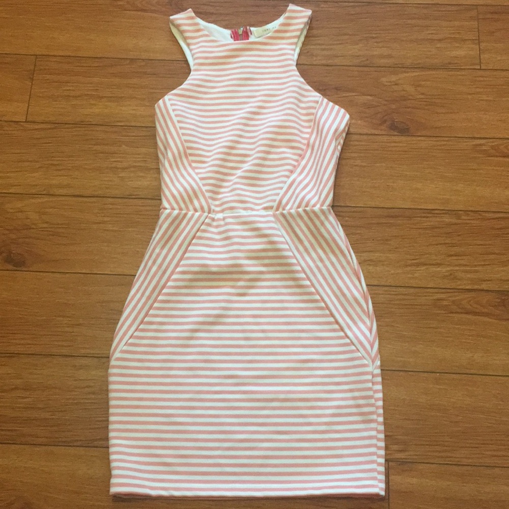 Just me coral and white dress/ open back